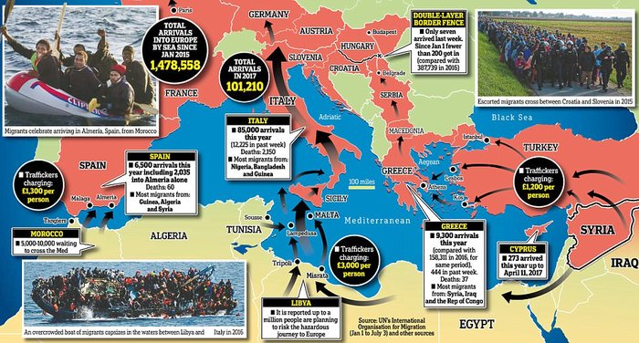 Οι μεταναστευτικές ροές προς την Ευρώπη σε ένα χάρτη