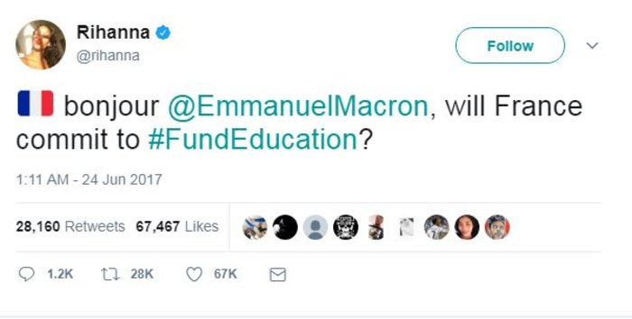 Η Ριάνα θα συναντήσει τον Μακρόν στο Μέγαρο των Ηλυσίων!