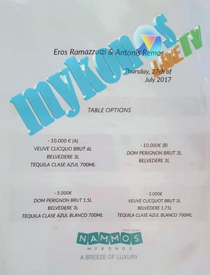 Απίστευτο! Πόσο κοστίζει ένα τραπέζι στη συναυλία Ρέμου-Ραμαζότι