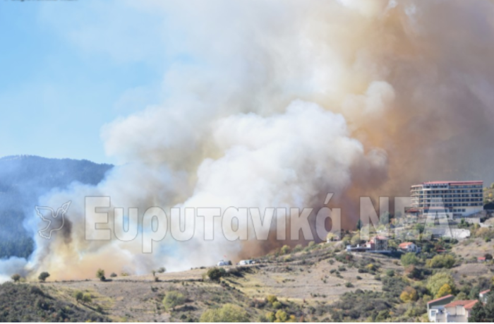 Απειλούνται σπίτια και ξενοδοχεία από τη φωτιά στο Καρπενήσι φωτό- video - εικόνα 4