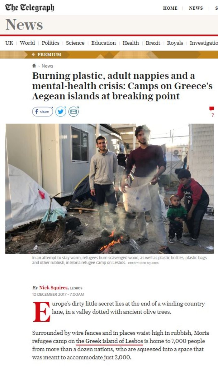 Telegraph για Μόρια: Το βρώμικο μικρό μυστικό της Ευρώπης