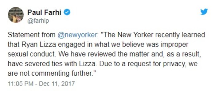 Απολύθηκε δημοσιογράφος του New Yorker για ανάρμοστη συμπεριφορά