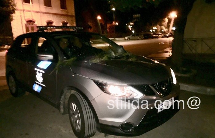 Δέντρο έπεσε στο παρμπρίζ αυτοκινήτου του Λιμεναρχείου