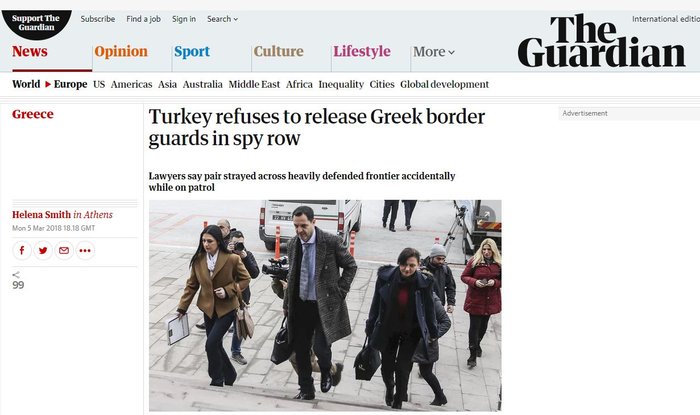 Guardian: Τι κρύβει το τουρκικό παιχνίδι με τους δύο Ελληνες