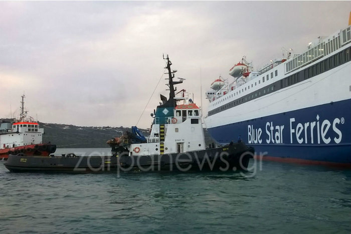 Χανιά: Με ρυμουλκά έδεσε το Blue Galaxy το πρωί στη Σούδα