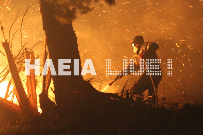 Oλονύκτια μάχη με τις φλόγες στις χαράδρες της Ηλείας