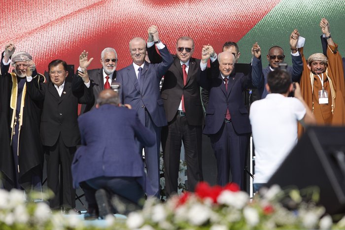 Διαδήλωση συμπαράστασης στους Παλαιστινίους μετά από κάλεσμα Ερντογάν