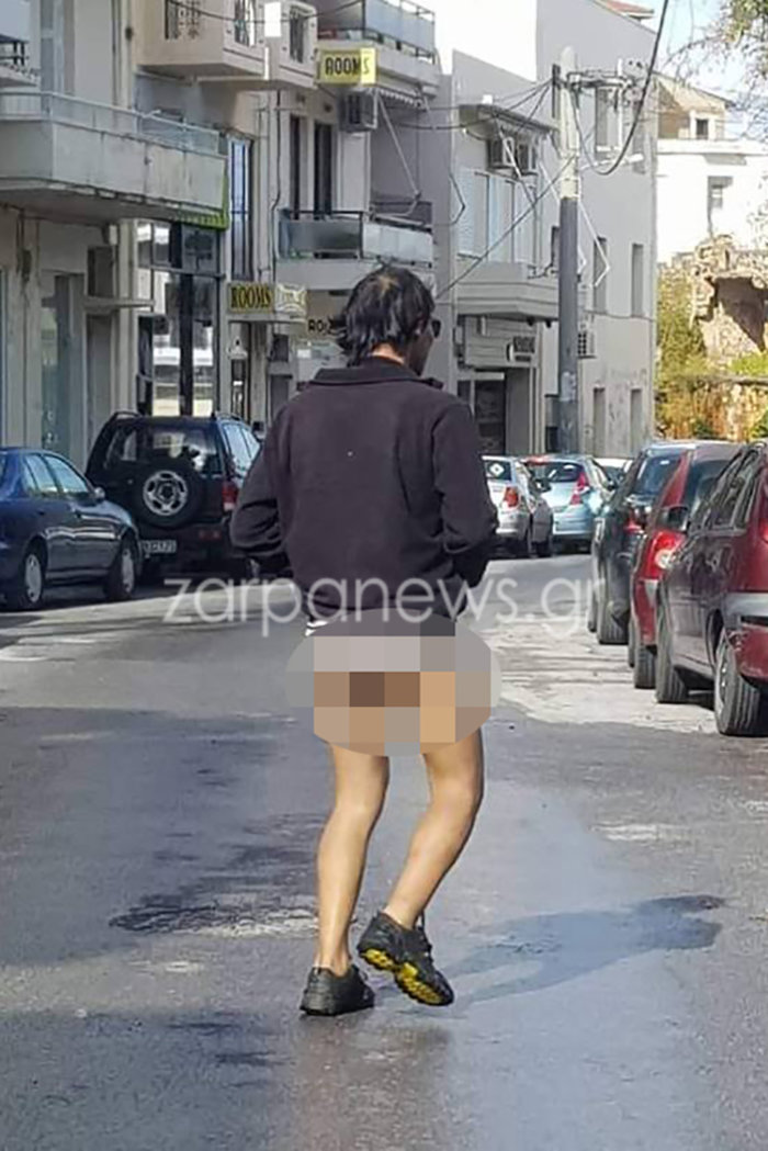Ο ημίγυμνος άνδρας “ξαναχτύπησε” στο κέντρο των Χανίων