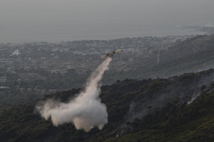 Σε ύφεση η φωτιά στη Νέα Μάκρη - Καταγγελίες για εμπρησμό